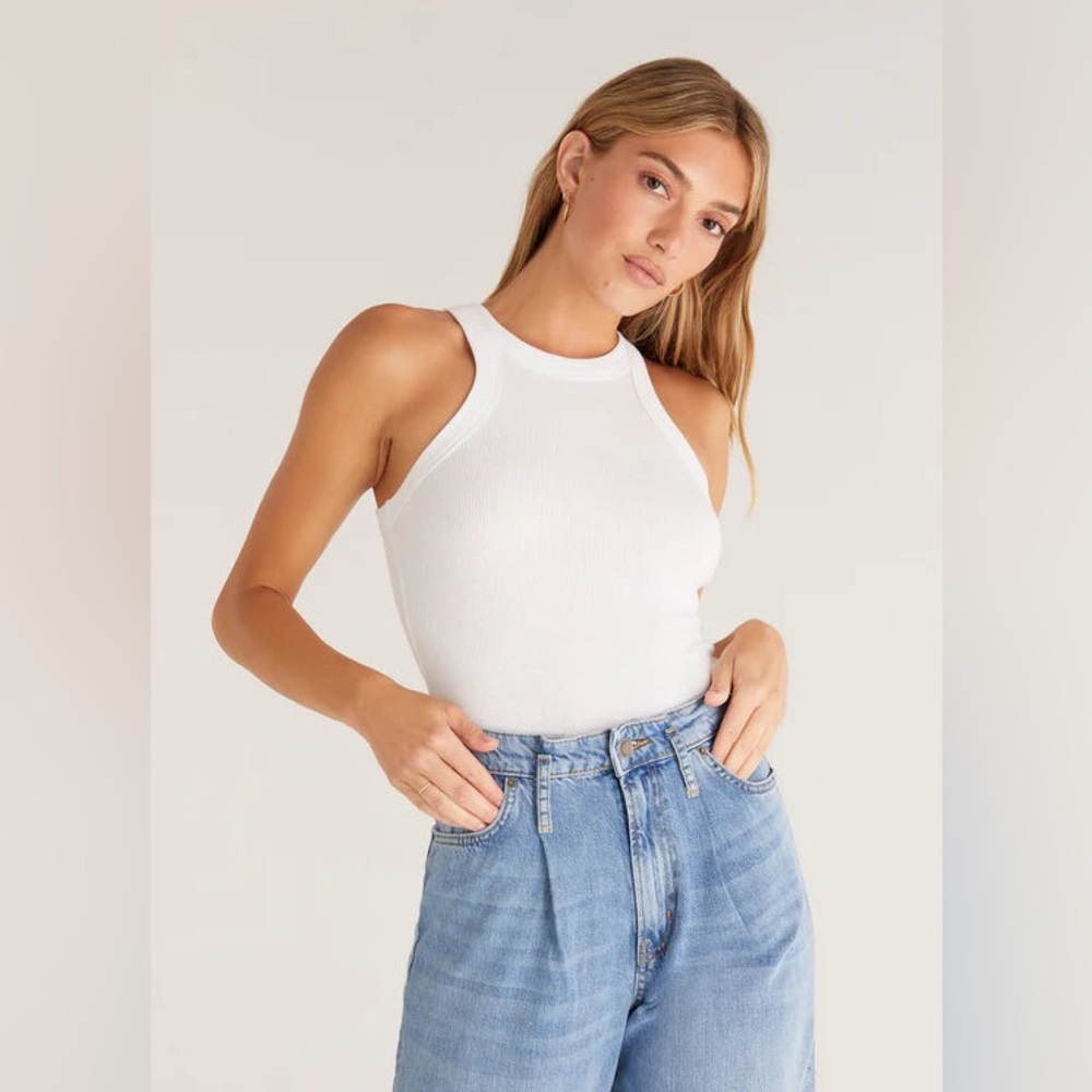 NWOT Madewell High Neck Cut out knit tank in white/cream- XXS